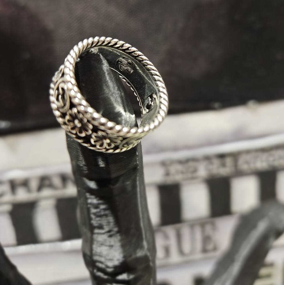 Gucci Size 6.75 Interlocking G Flower Ring in sterling silver NIB Gucci Size 14 - Picture 3 of 6